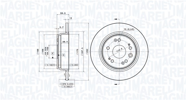 MAGNETI MARELLI Bremseskive 360406208200 282mm 12mm for HONDA