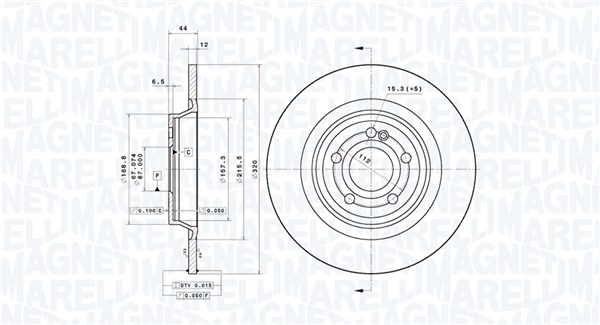 MAGNETI MARELLI Bremseskive 360406216201 fuld 320mm 12mm for MERCEDES-BENZ