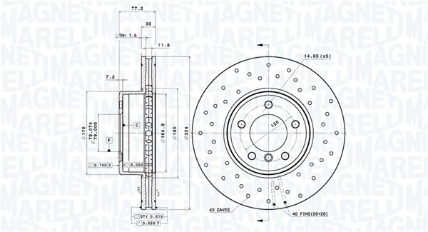 MAGNETI MARELLI Bremseskive 360406215002 perforeret 324mm 30mm for BMW