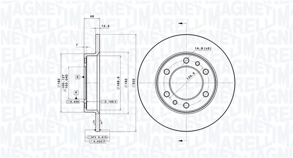 MAGNETI MARELLI Bremseskive 360406216600 302mm 12mm for TOYOTA