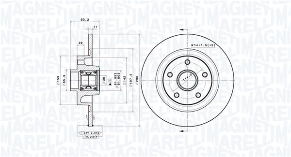 MAGNETI MARELLI Bremseskive 360406217000 fuld 290mm 11mm for RENAULT