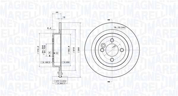 MAGNETI MARELLI Bremseskive 360406220801 fuld 280mm 10mm for MINI