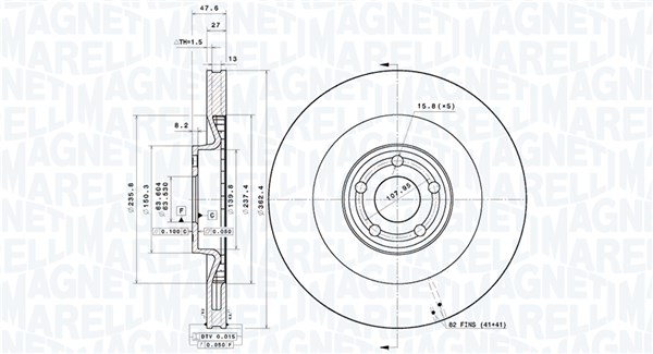 MAGNETI MARELLI Bremseskive 360406216001 indvendig ventileret 362mm 27mm for FORD USA FORD