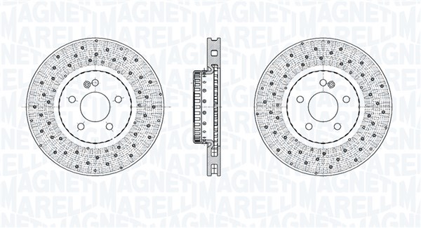 MAGNETI MARELLI Bremseskive 361302040889 perforeret 318mm 30mm for MERCEDES-BENZ