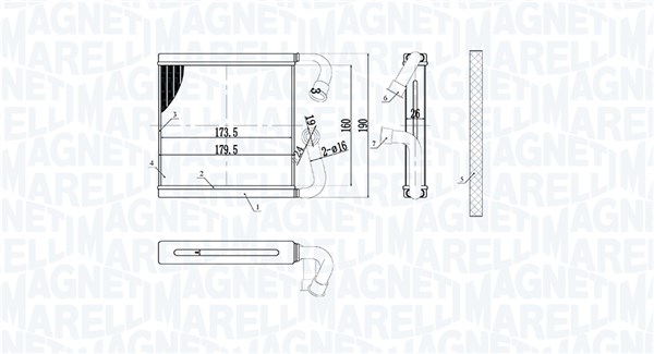 MAGNETI MARELLI Varmeelement, kabinevarme 350218523000 for VAG