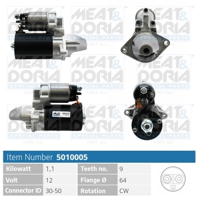 MEAT & DORIA Starter 5010005 for OPEL LANCIA GENERAL MOTORS SUZUKI