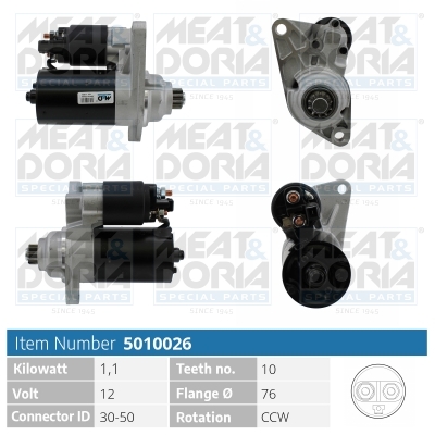 MEAT & DORIA Starter 5010026 for VAG