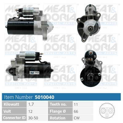 MEAT & DORIA Starter 5010040 for CITROËN/PEUGEOT LANCIA OPEL MITSUBISHI SUZUKI