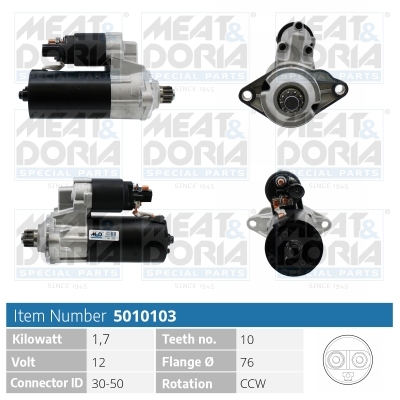 MEAT & DORIA Starter 5010103 for VAG