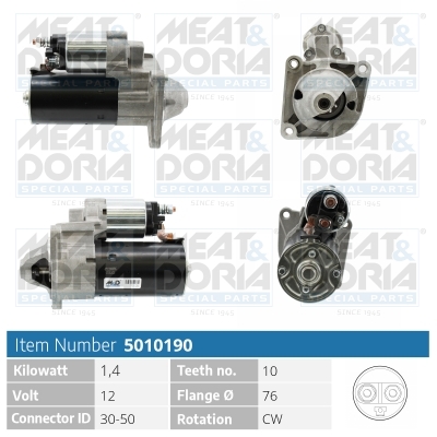 MEAT & DORIA Starter 5010190 for LANCIA FIAT JEEP