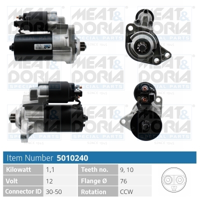 MEAT & DORIA Starter 5010240 for FORD VAG