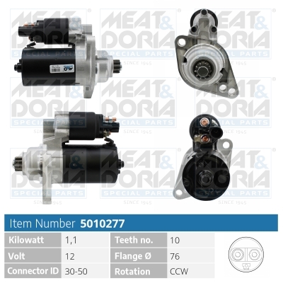 MEAT & DORIA Starter 5010277 for SEAT VAG