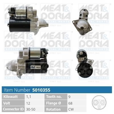 MEAT & DORIA Starter 5010355 for OPEL CITROËN/PEUGEOT GENERAL MOTORS
