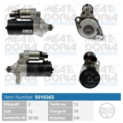 MEAT & DORIA Starter 5010365 for VAG SKODA SEAT AUDI