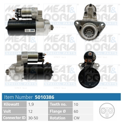 MEAT & DORIA Starter 5010386 for PORSCHE