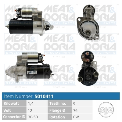 MEAT & DORIA Starter 5010411 for OPEL FORD BMW