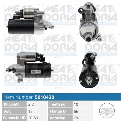 MEAT & DORIA Starter 5010430 for AUDI SEAT SKODA VW