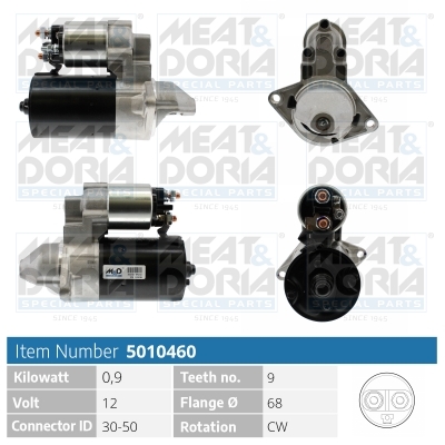 MEAT & DORIA Starter 5010460 for OPEL