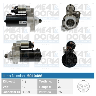 MEAT & DORIA Starter 5010486 for FORD OPEL VW