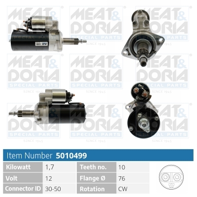 MEAT & DORIA Starter 5010499 for PORSCHE