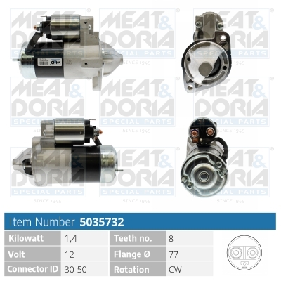 MEAT & DORIA Starter 5035732 for IKA KIA MITSUBISHI