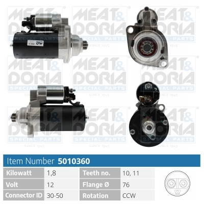 MEAT & DORIA Starter 5010360 for FORD VAG