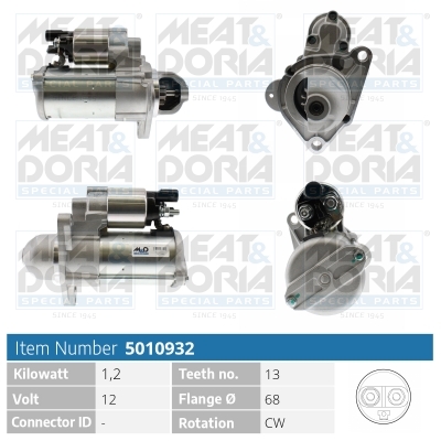 MEAT & DORIA Starter 5010932 for OPEL MITSUBISHI