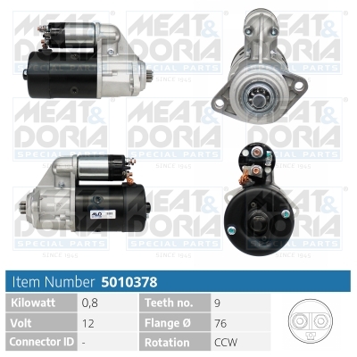 MEAT & DORIA Starter 5010378 for OPEL VAG PORSCHE