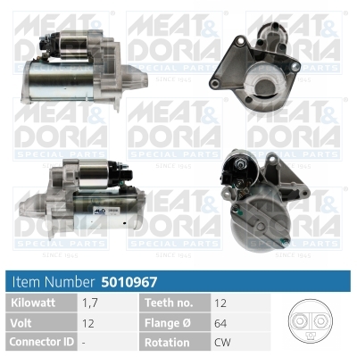 MEAT & DORIA Starter 5010967 for OPEL CITROËN/PEUGEOT