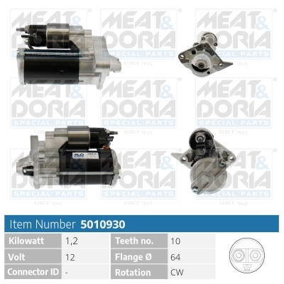 MEAT & DORIA Starter 5010930 for RENAULT NISSAN PROTON