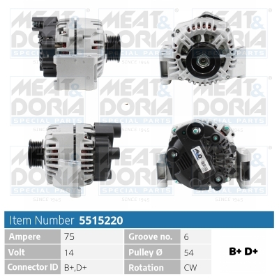 MEAT & DORIA Generator 5515220 for FORD LANCIA VOLVO