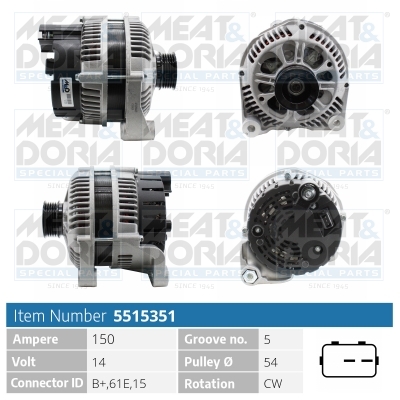 MEAT & DORIA Generator 5515351 for OPEL GENERAL MOTORS BMW ROVER
