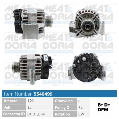 MEAT & DORIA Generator 5540499 for OPEL GENERAL MOTORS