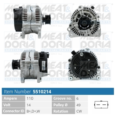 MEAT & DORIA Generator 5510214 for VAG DAF