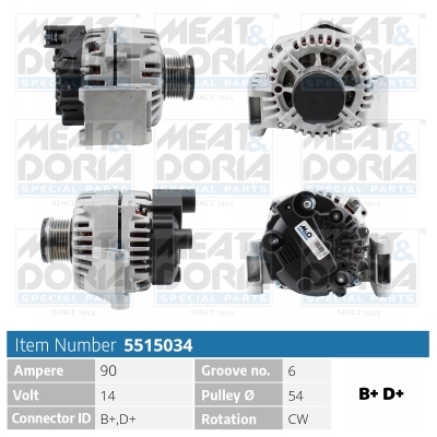 MEAT & DORIA Generator 5515034 for OPEL FORD FIAT LANCIA ALFA ROMEO SUZUKI VAUXHALL