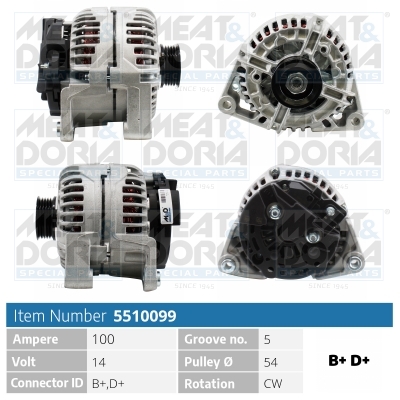 MEAT & DORIA Generator 5510099 for OPEL ALFA ROMEO