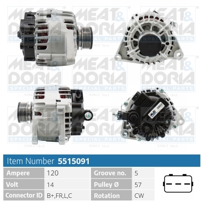 MEAT & DORIA Generator 5515091 for KIA