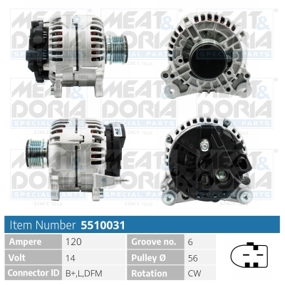 MEAT & DORIA Generator 5510031 for FORD VAG