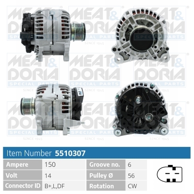 MEAT & DORIA Generator 5510307 for FORD VAG CHRYSLER