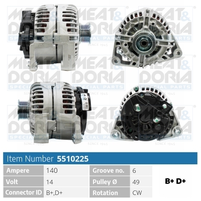 MEAT & DORIA Generator 5510225 for OPEL SAAB VAUXHALL DAF