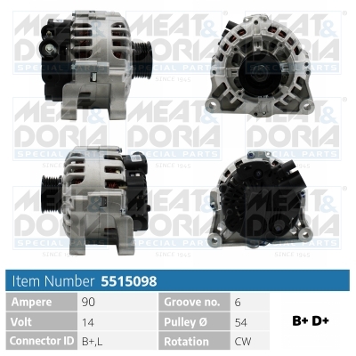 MEAT & DORIA Generator 5515098 for LANCIA CITROËN/PEUGEOT MITSUBISHI