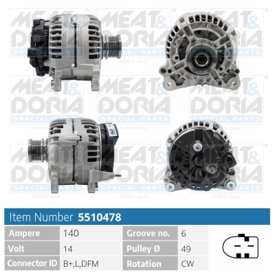 MEAT & DORIA Generator 5510478 for VW MERCEDES-BENZ MITSUBISHI