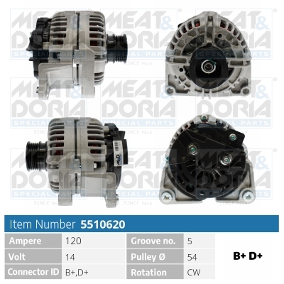 MEAT & DORIA Generator 5510620 for OPEL LANCIA
