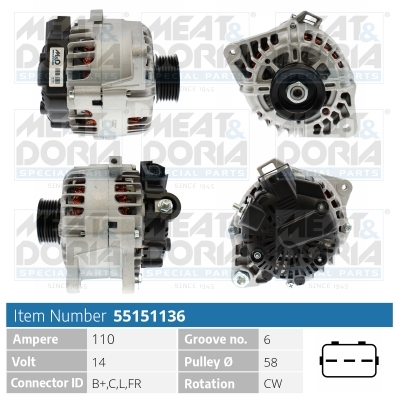 MEAT & DORIA Generator 55151136 for KIA