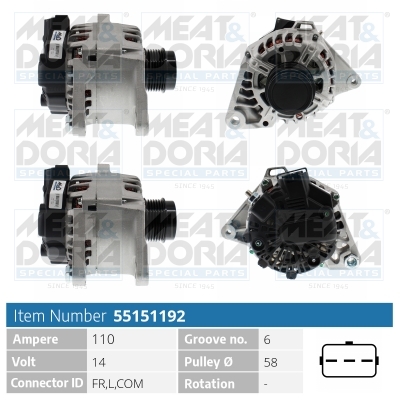 MEAT & DORIA Generator 55151192 for KIA