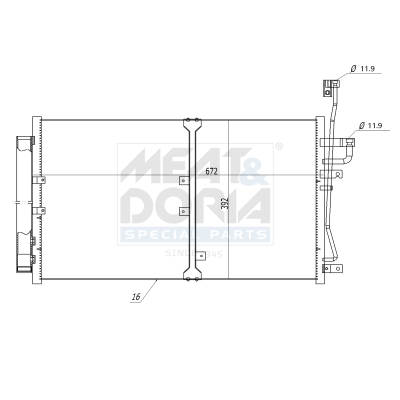 MEAT & DORIA Kondensor, klimaanlæg 991147 for OPEL GENERAL MOTORS CHEVROLET