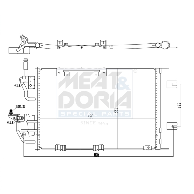 MEAT & DORIA Kondensor, klimaanlæg 991011 for OPEL