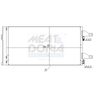 MEAT & DORIA Kondensor, klimaanlæg 991256 for LANCIA FIAT ALFA ROMEO OPEL PEUGEOT CITROËN/PEUGEOT CITROËN