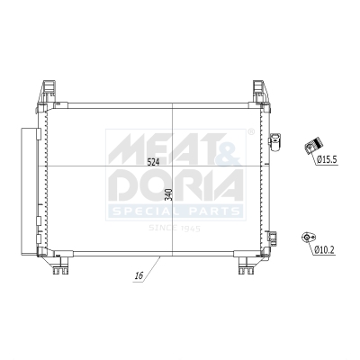 MEAT & DORIA Kondensor, klimaanlæg 991093 for TOYOTA
