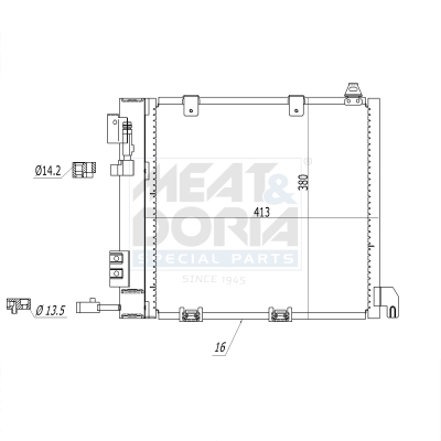 MEAT & DORIA Kondensor, klimaanlæg 991007 for VAUXHALL OPEL